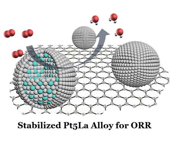 A catalyst alloying platinum with a rare earth element could slash fuel cell costs