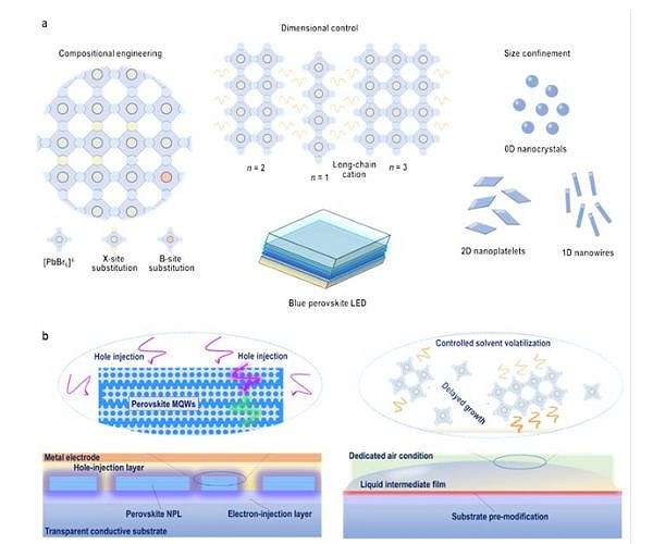 Focus on perovskite emitters in blue light-emitting diodes