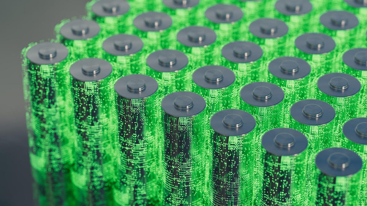 rows of green batteries